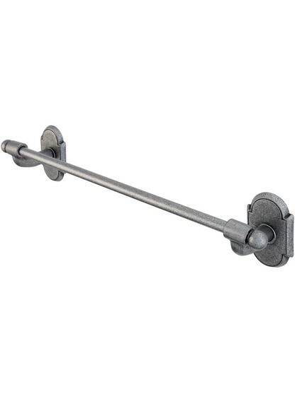18 inch Wrought-Steel Towel Bar with Arched Rosettes in Antique Steel.
